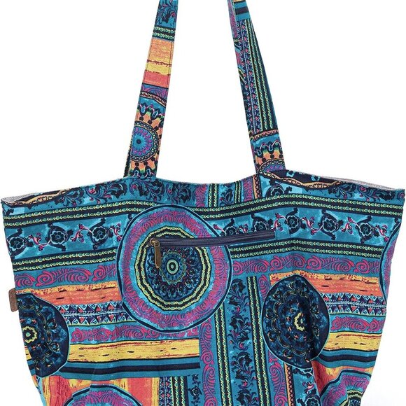 Women Canvas Tote Bag Large Capacity Bohemian Shoulder Handbag - Picture 3 of 9